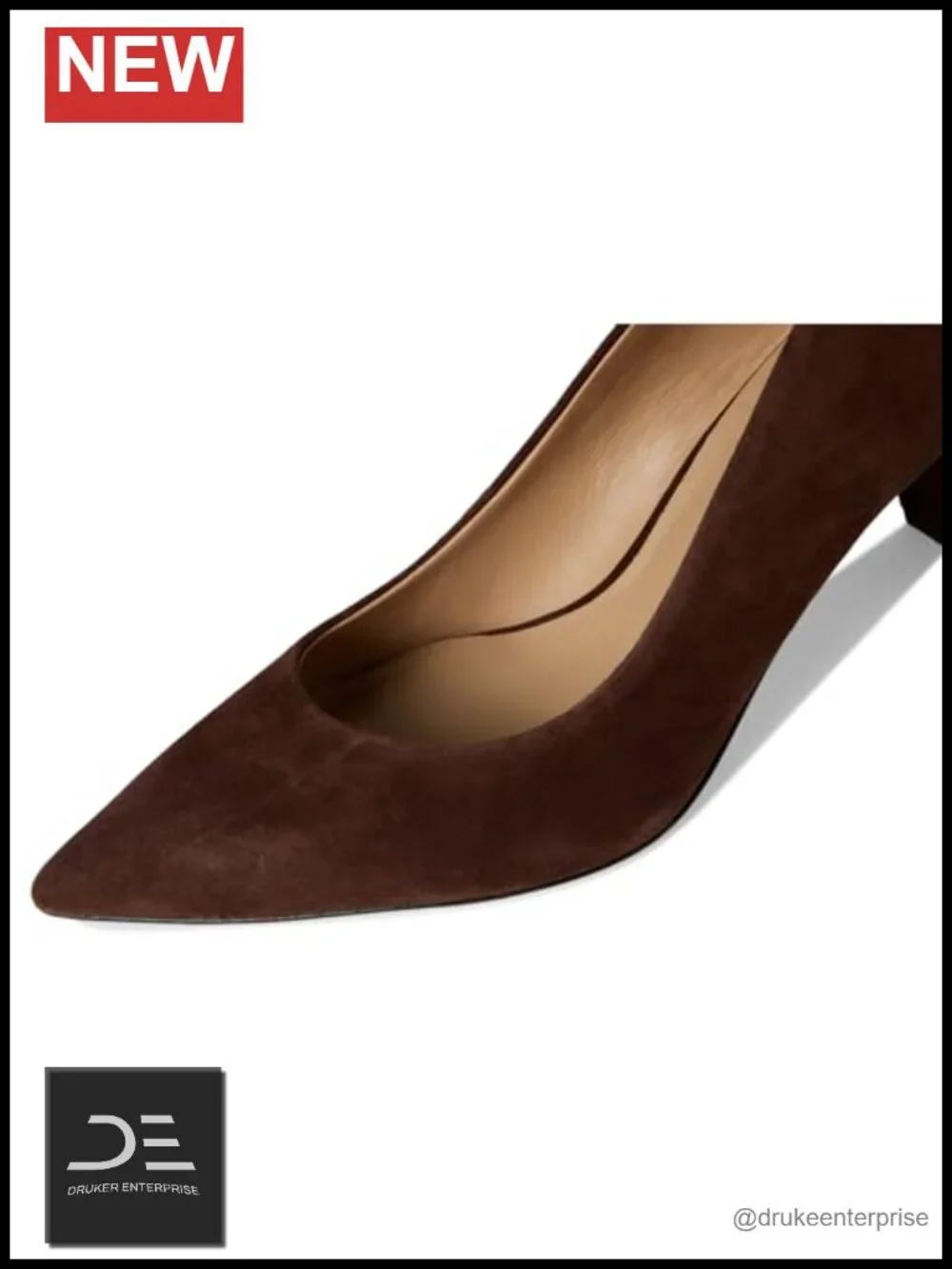 Suede Block Heel Pumps Pointed Toe LRL Heels